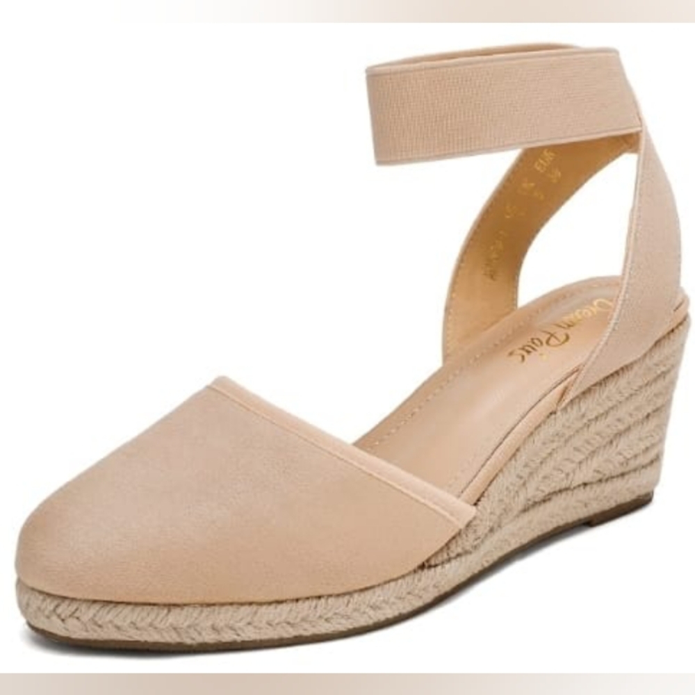 Women's Beige Espadrille Wedge Sandals